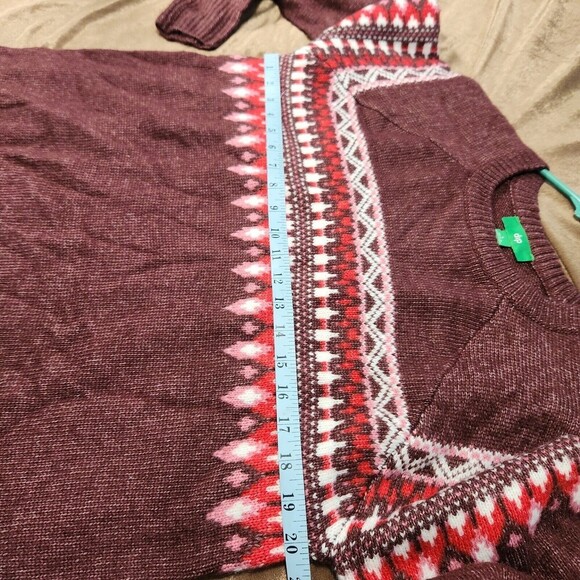 Dip Longsleeve Sweater for Women Large Brown Wool And Alpaca Boxy Pattern  * - Picture 4 of 8